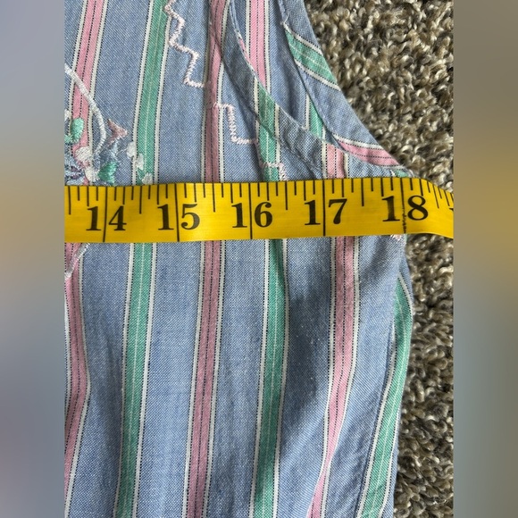Chandni Vintage 90s Pastel Striped Prairie Dress Size Medium - Picture 8 of 9